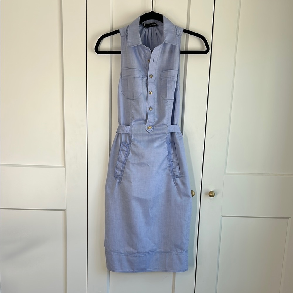 DSquared2 D2 Sleeveless Light Blue Button-Up Dress | 40/S